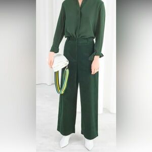 NWT & Other Stories Green Silk Pant - Size 34